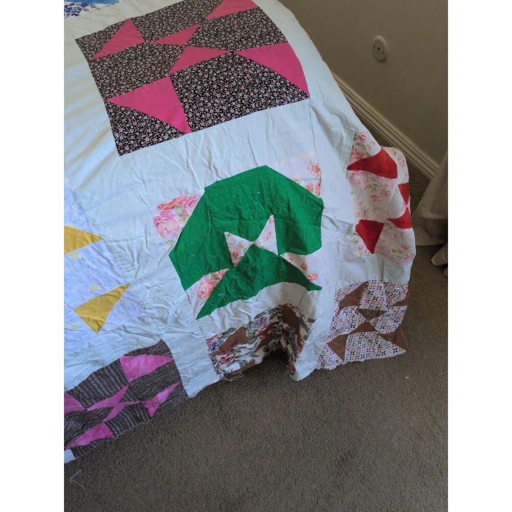 Vintage 50's windmill quilt top Vintage Cotton Fabrics 92 